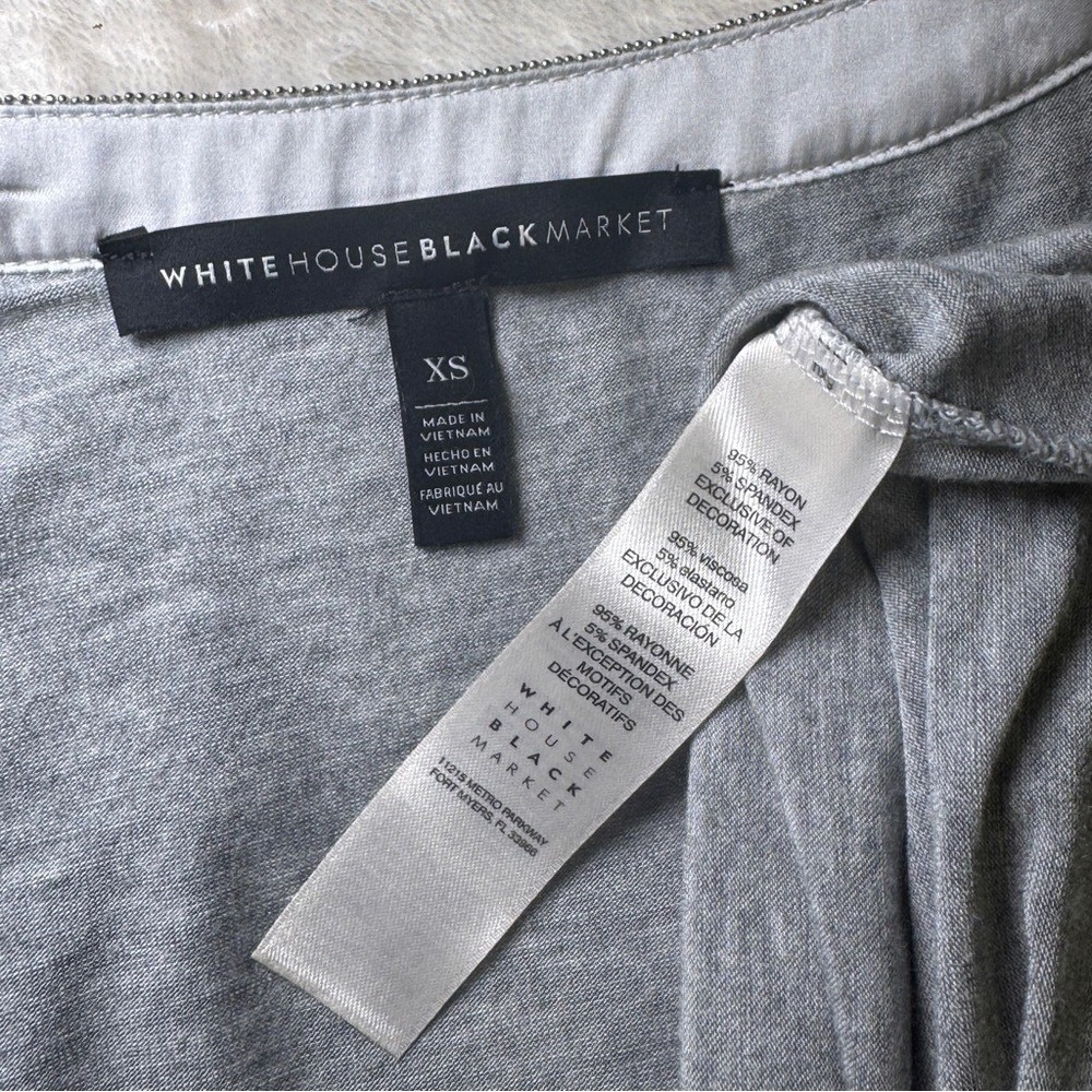 White House Black Market Gray Layered Long Sleeve Beaded Scoop Neck Top XS - Picture 8 of 10